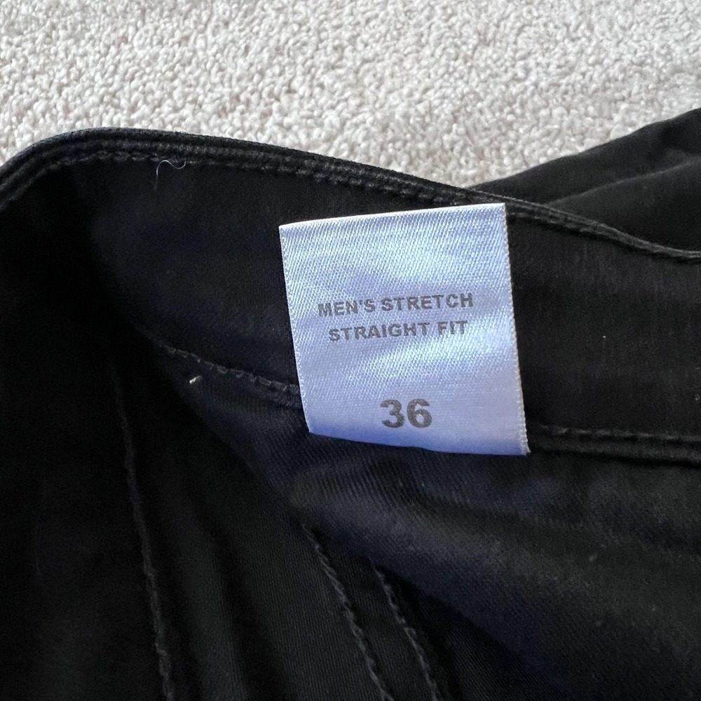 Aviator Stretch Straight Fit Jeans Mens 36 Black Dark Wash Denim Made USA - Picture 8 of 15